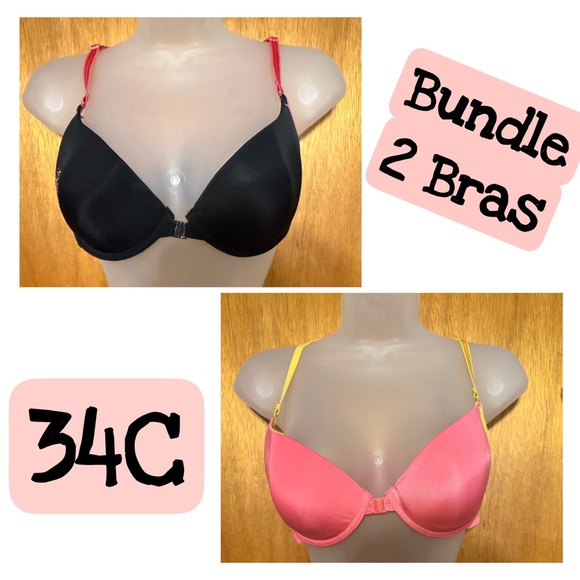 Bundle of 2 Front Close Push Up Racerback Bras 34C Butterfly Detail - Picture 1 of 13